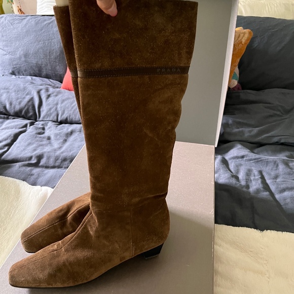 Prada Suede Square-Toe Boots - Picture 8 of 12